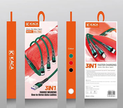 KACA KA-T02 3 in 1 usb fast charging data cable