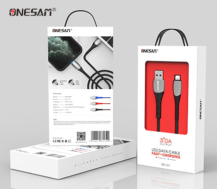 ONESAM V01 3.0A output fast charging fast LED data cable