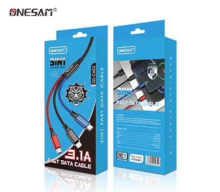 ONESAM CA03 3.1A output 3 in 1 fast data cable