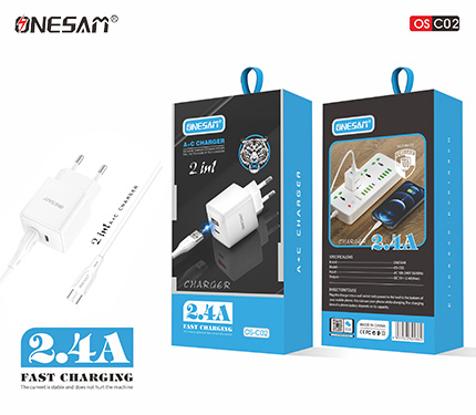 ONESAM C02 2.4A output auto max 2in 1A+C compatible fast charger