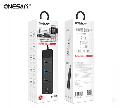 ONESAM T11 3 usb with auto-identification 3000W rated 3 power socket