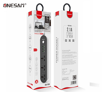 ONESAM T56 3 usb ports with 2.1A auto-identification 2500W rated fast charger 3 power socket