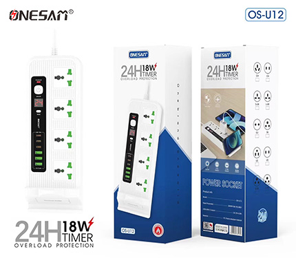 ONESAM U12 24h 18w timer overload protection (3 type-c 3 usb 4 socket) power socket