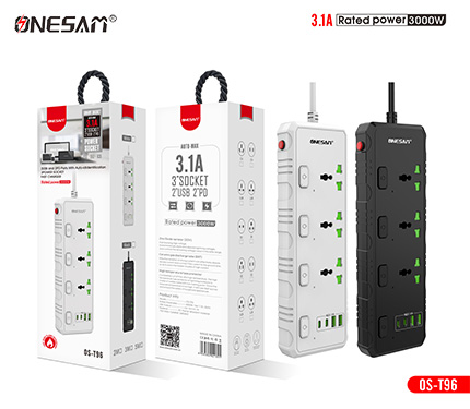 ONESAM T96 3.1A (2PD+2 usb 3 socket) 3000w rated power socket