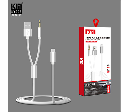 KY228 type-c+3.5mm+usb charging audio 2 in 1 aux cable
