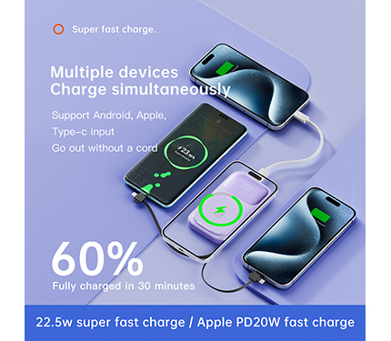 NW1 22.5w +PD20w Super fast charging Supports Android, Apple, and Type-c input power bank（10000mAh/20000mAh ）