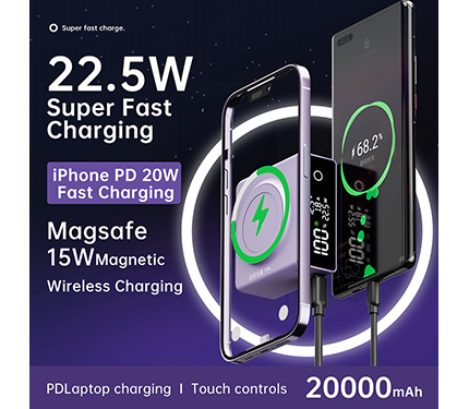 NQ7 22.5W +iPhone PD 20W super fast charging 2 in Wireless Charging 20000mAh power bank